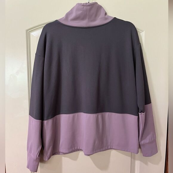 ATHLETA Hermosa Mock Neck Sweatshirt Shale/ Flora Mauve Women’s Size Small - Picture 5 of 8